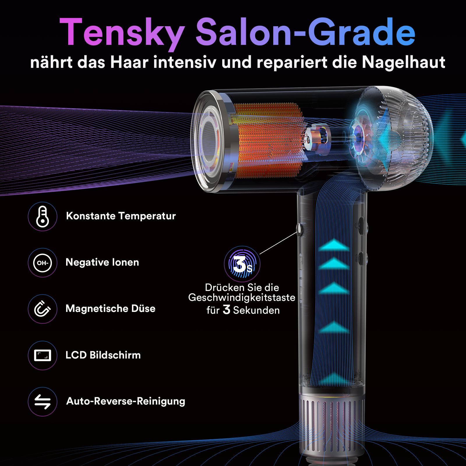 Tensky SKY-S200 Negative Ionic Hair Dryer